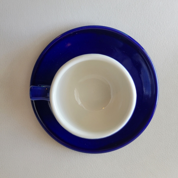 Vintage Hall China Restaurant Ware Blue Demitasse Cup & Saucer (956) ~ Espresso - Picture 12 of 14